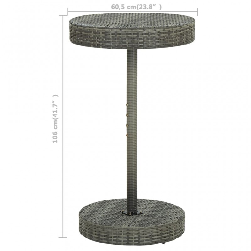 Set Bar da Giardino 3 pz con Cuscini in Polyrattan Grigio