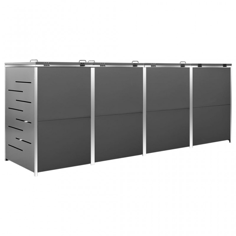 Copri Bidoni Pattume Quadruplo 276,5x77,5x115,5cm Acciaio Inox