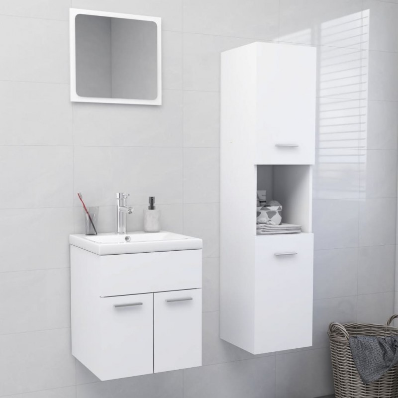 Mobiletto da Bagno Basso Bianco Piccolo Semplice Moderno 1 Anta 1