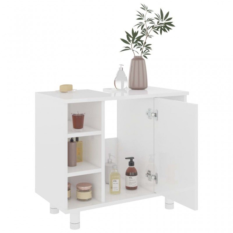 Set Mobili da Bagno 3 pz Bianco in Truciolato