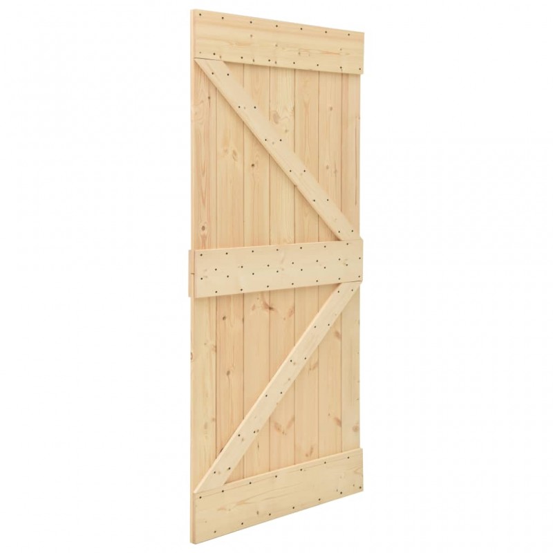 Porta Scorrevole Con Set Hardware 90x210 Cm In Legno Di Pino